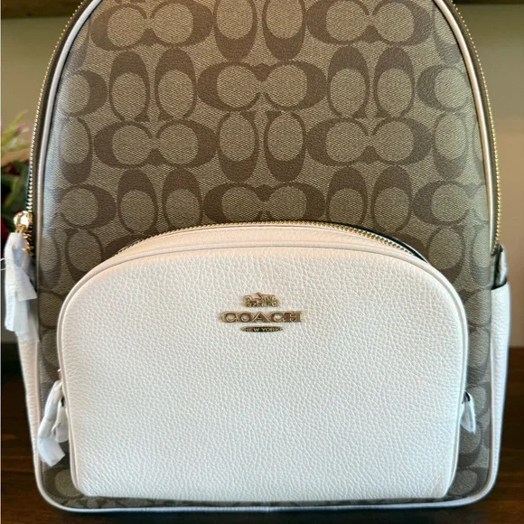 Coach Brown and White Signature Dome Backpack - Picture 2 of 7